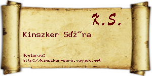 Kinszker Sára névjegykártya